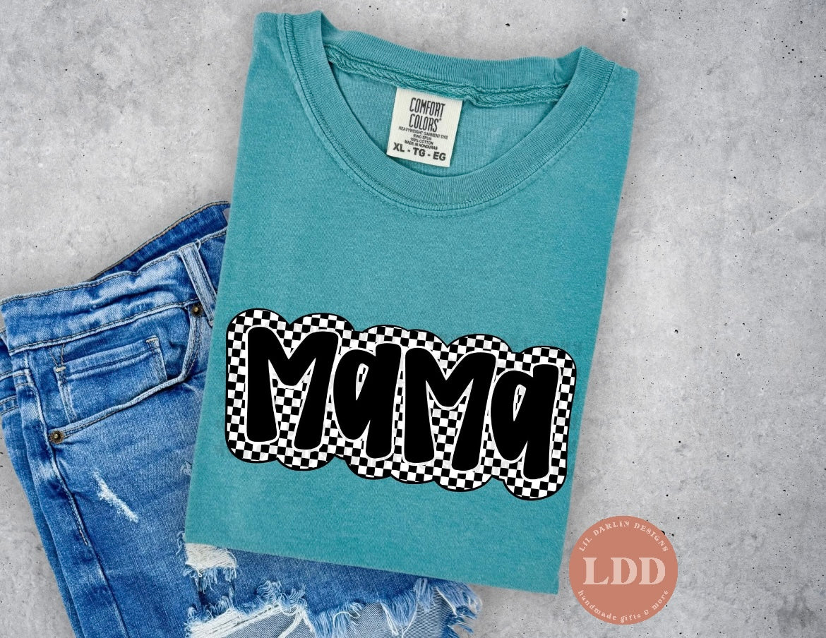 Checkered Mama Shirt - Comfort Colors