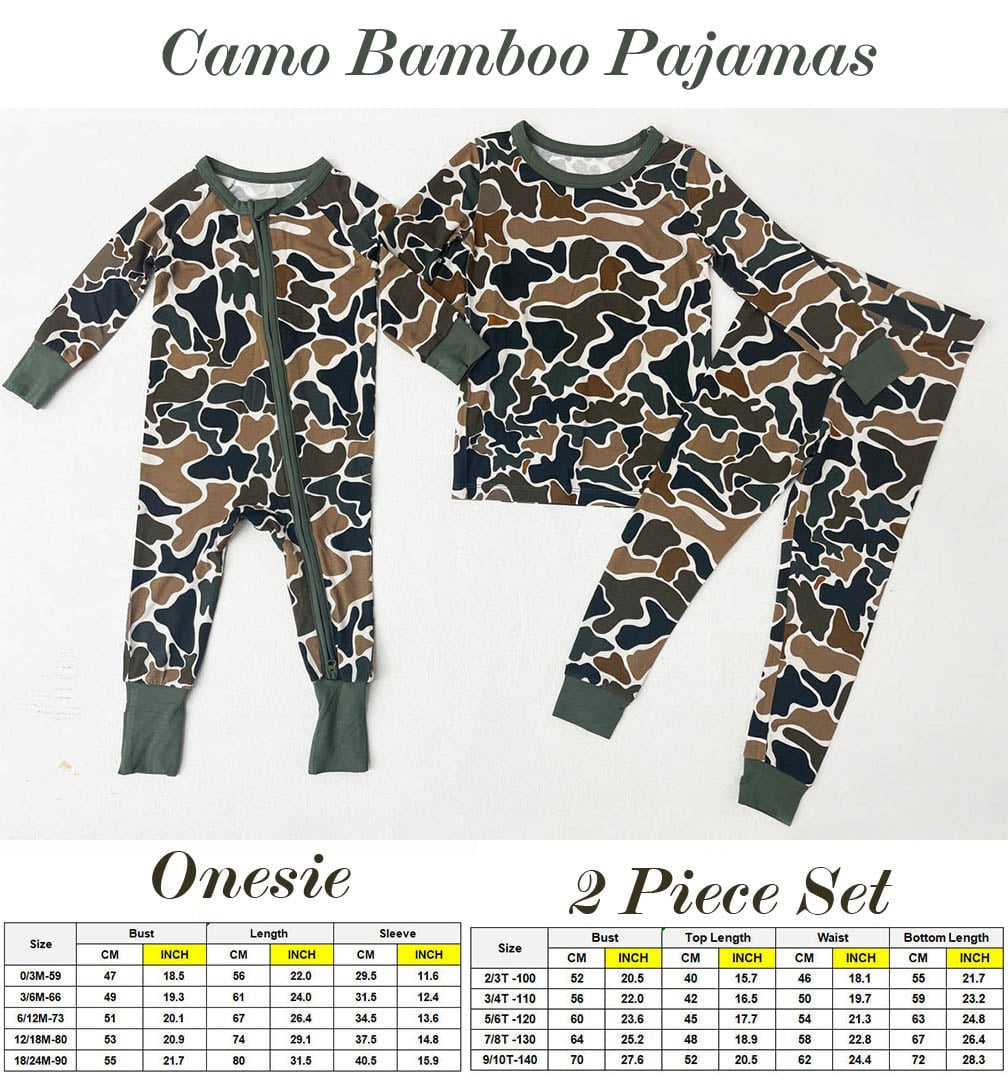 Camo Bamboo Pajamas - Zipper Footie
